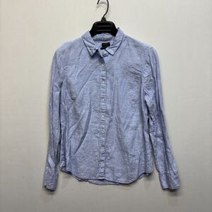 J Crew Baird McNutt Women Linen Button Shirt Top Size 12 Slim Fit SP19 D065 -1